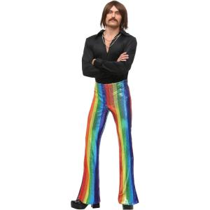 Men’s Disco King Plus Size Costume | Groovy 70s 80s Disco V-Neck Shirt & Flared Sequin Pants | Disco Party Outfit