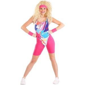 Women’s 80s Workout Jazzercise Costume Set | Leotard Headband & Wristbands | Retro Workout Outfit for Movie Cosplay
