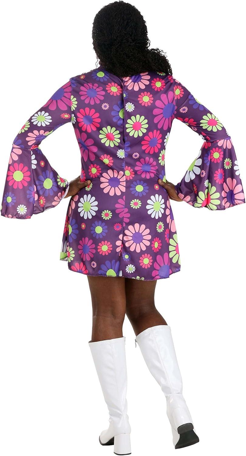 image:imageFun Costumes Flower Power Groovy Costume for Women Retro 60s 70s Hippie Outfit Disco Dress for DressUp amp Halloween Purple XLarge