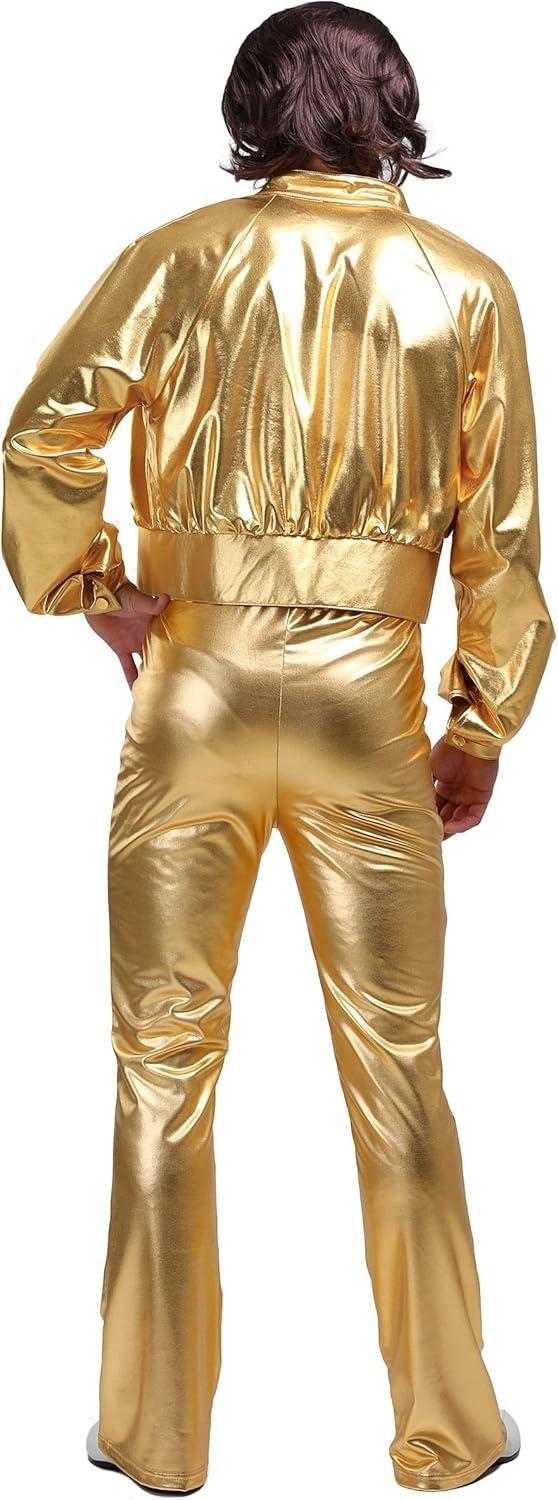 image:imageMens Disco Halloween Costume Plus Size 70s Studio Outfit With Gold Detailing