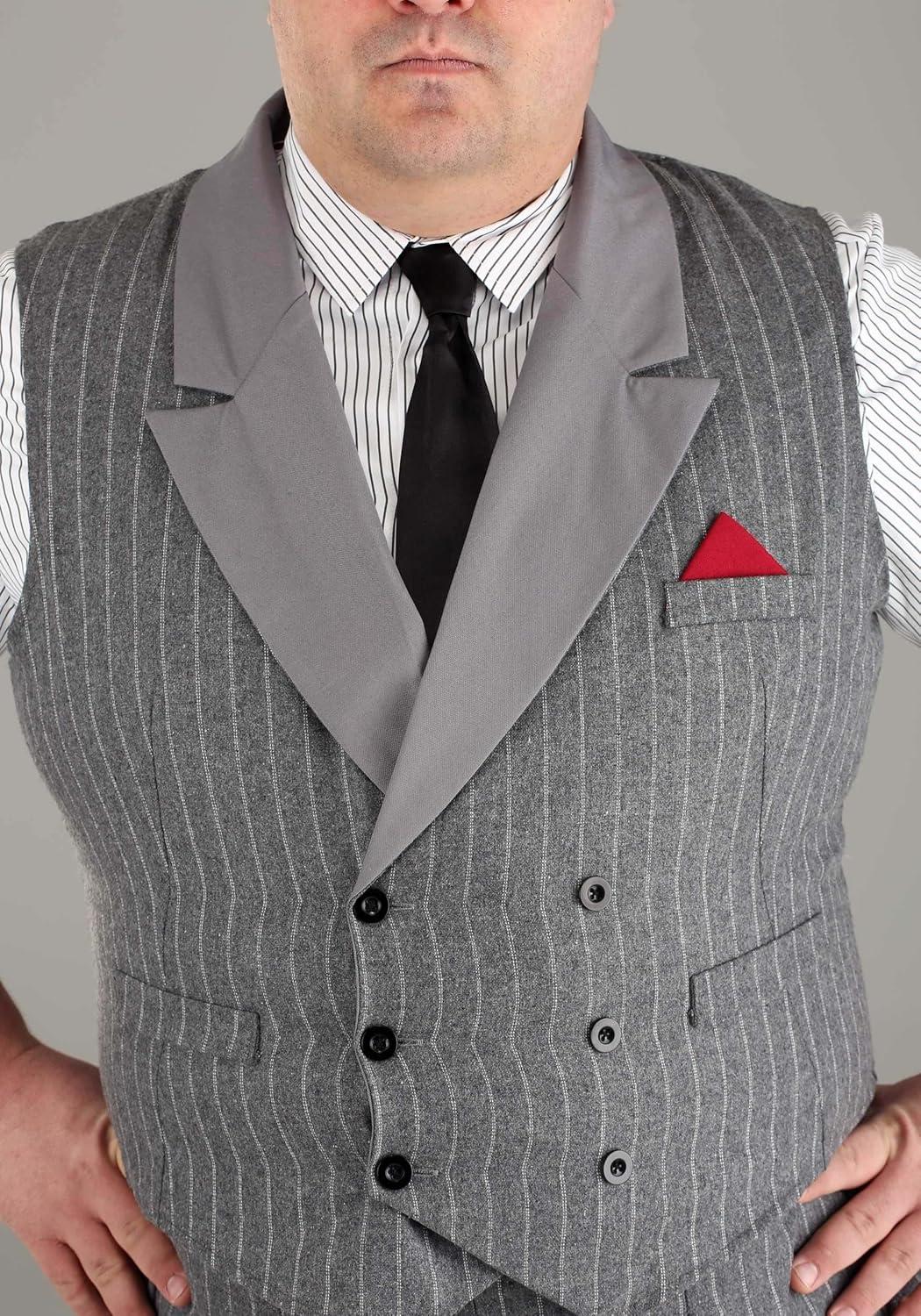 image:imagePlus Size 1920s Ruthless Gangster Costume for Men Shirt Pinstripe Vest Pants amp Necktie for Mobster Suit Outfit
