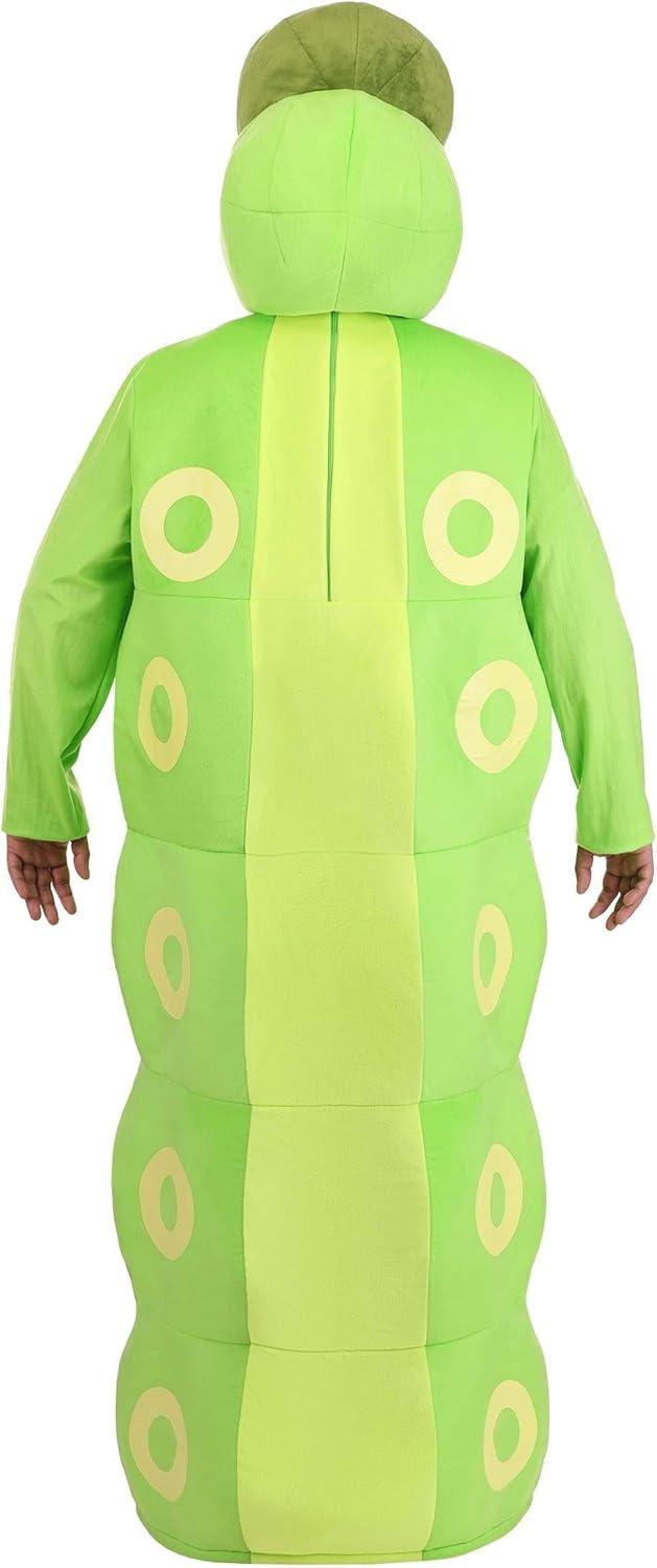 image:imagePlus Size Green Caterpillar Costume for Adults Includes Hooded Jumpsuit with Legs and Back Detailing Insect Outfit