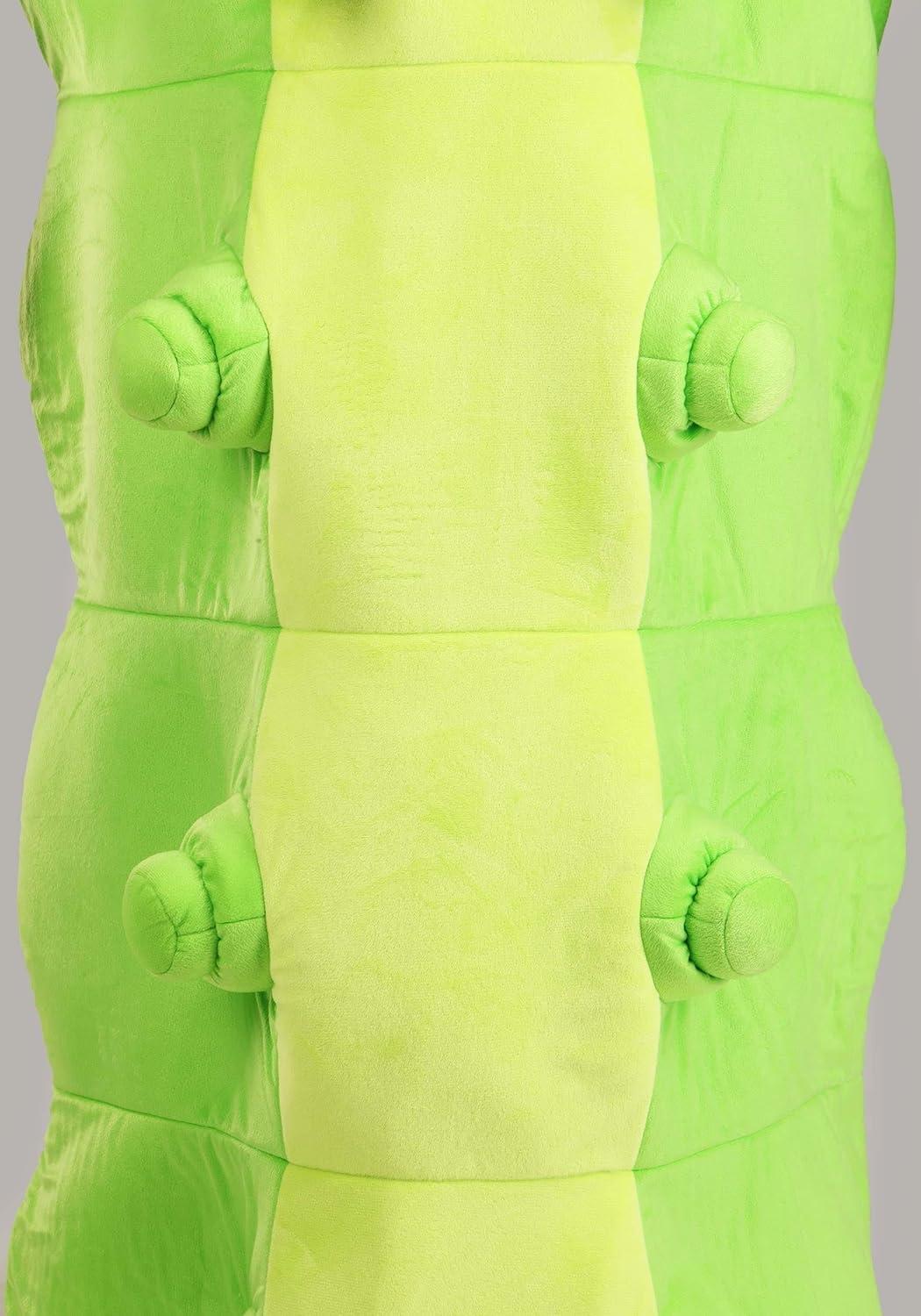 image:imagePlus Size Green Caterpillar Costume for Adults Includes Hooded Jumpsuit with Legs and Back Detailing Insect Outfit