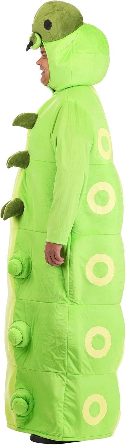 image:imagePlus Size Green Caterpillar Costume for Adults Includes Hooded Jumpsuit with Legs and Back Detailing Insect Outfit
