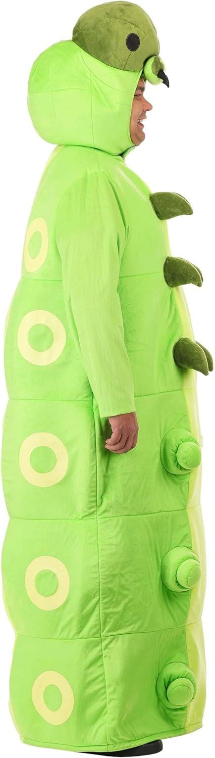 image:imagePlus Size Green Caterpillar Costume for Adults Includes Hooded Jumpsuit with Legs and Back Detailing Insect Outfit