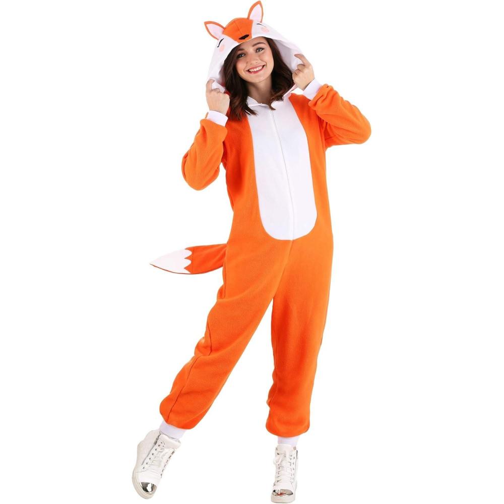 image:imageAdult Cozy Fox Costume Woodland Animal Pajamas Animal Onesies for Men amp Women Hooded Fox Jumpsuit OutfitFox