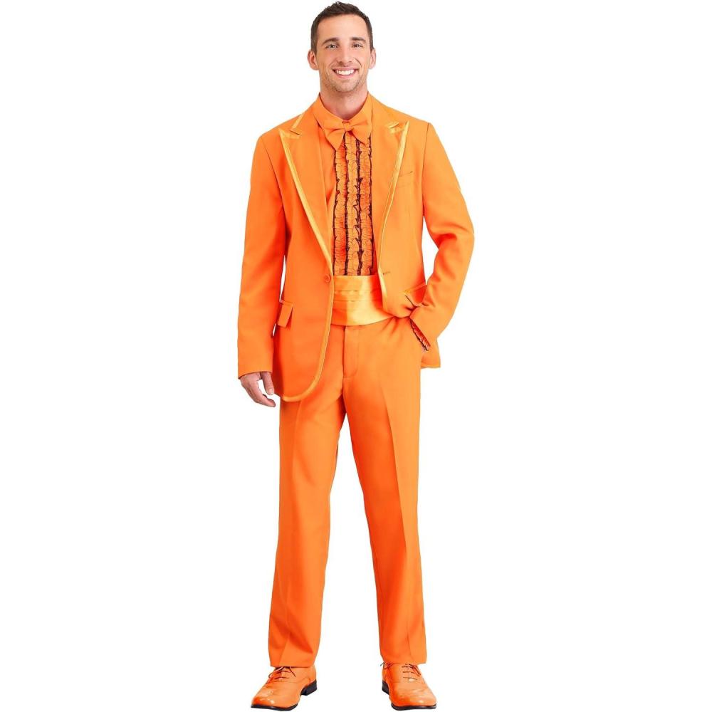 image:imageOrange Tuxedo Adult Costume Mens Orange Tuxedo Suit Shirt Pants Jacket Set Halloween Costume