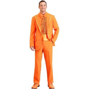 Orange Tuxedo Adult Costume Men’s Orange Tuxedo Suit Shirt Pants Jacket Set Halloween Costume