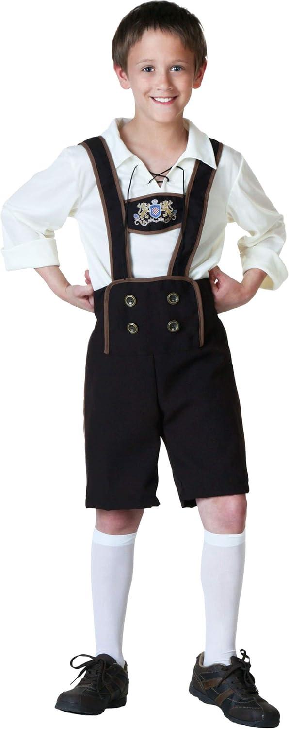 image:imageLederhosen Costume for Kids Dark Brown Shorts with Attached Suspenders