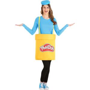 Adult Play-Doh Playdough Halloween Costume | Fun Tunic Costume w/ 3 Colorful Lid Headbands for Creative & Themed Parties