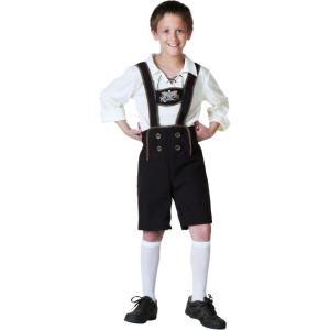 Lederhosen Costume for Kids – Dark Brown Shorts with Attached Suspenders