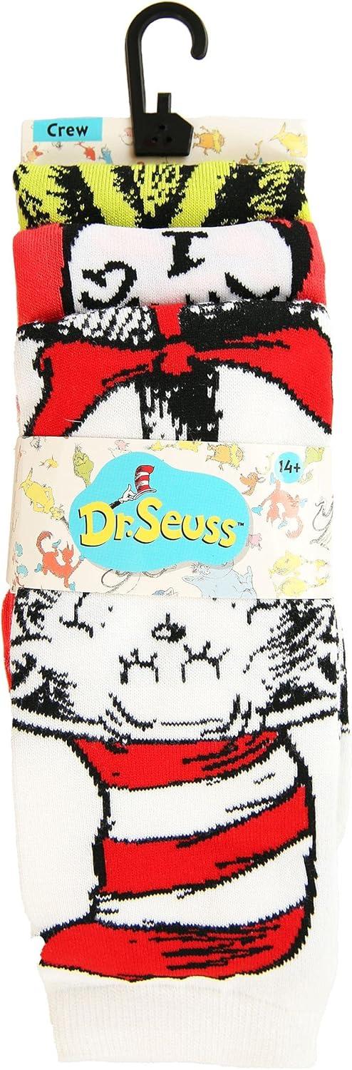 image:imageDr Seuss Characters Crew Sock Set for Adults 3 Pack AsstMulticolored