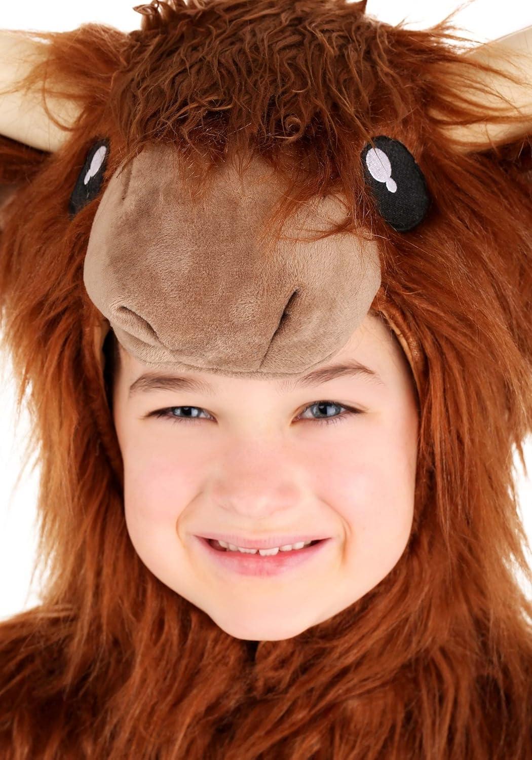 image:imageFun Costumes Kids Highland Cow Costume Faux Fur Jumpsuit Velour Cuffs Hood with Chin Strap XLargeLarge