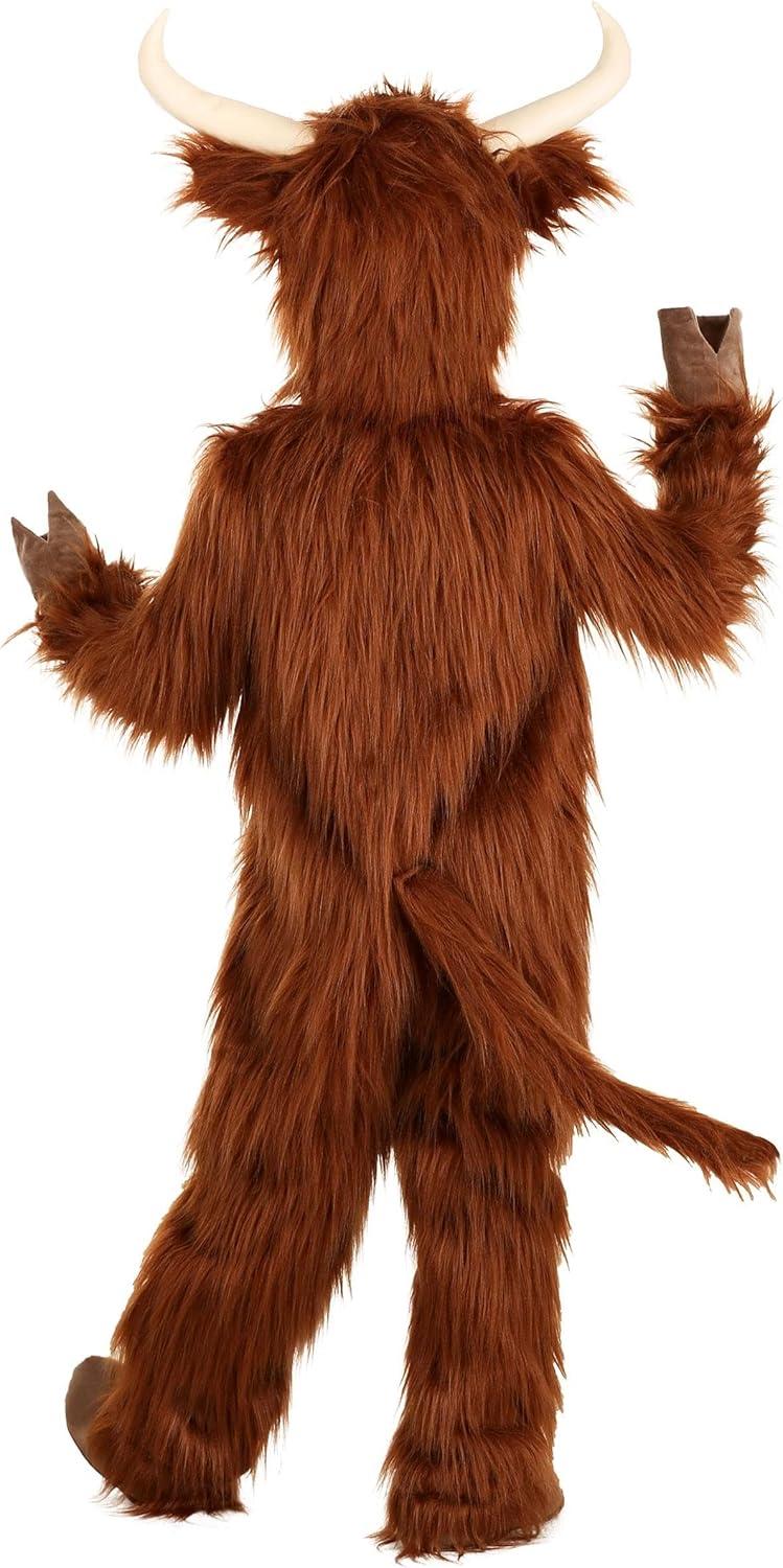 image:imageFun Costumes Kids Highland Cow Costume Faux Fur Jumpsuit Velour Cuffs Hood with Chin Strap XLargeMedium
