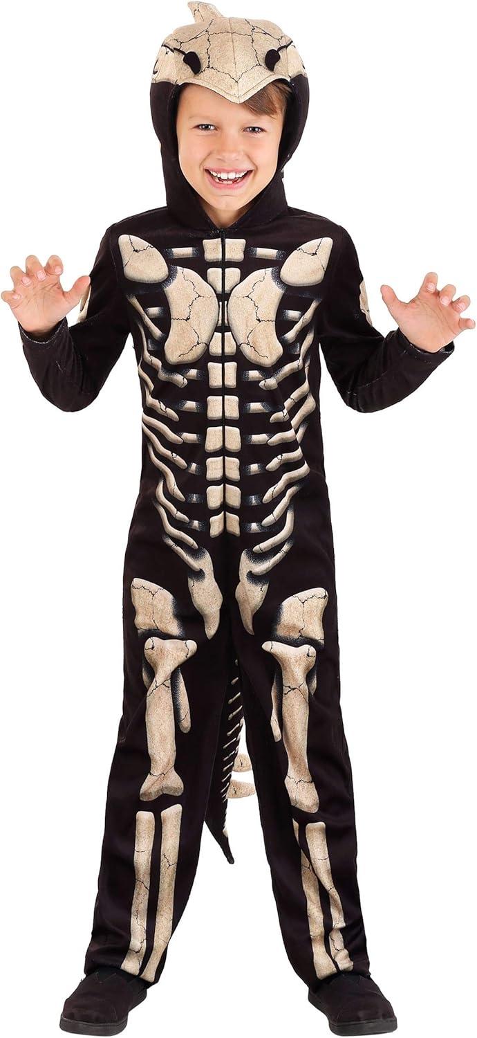 image:imageKids Stegosaurus Fossil Costume Hooded Jumpsuit with Printed Skeleton and Stuffed Spines