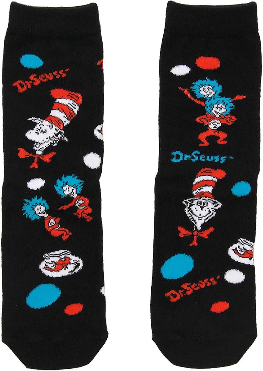 image:imageelope The Cat In The Hat Pattern Kids Socks Knit in Graphics with Soft Acrylic BlendMulticolored