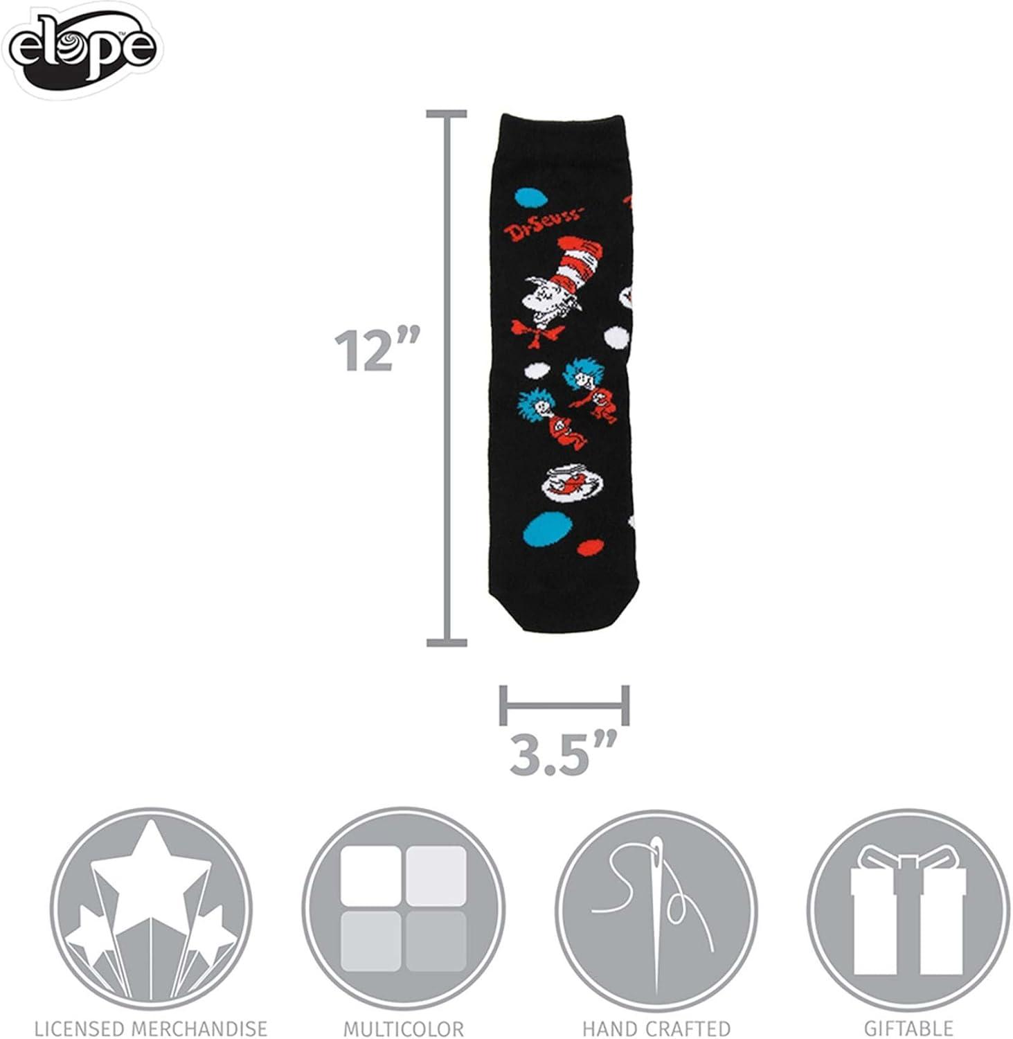 image:imageelope The Cat In The Hat Pattern Kids Socks Knit in Graphics with Soft Acrylic BlendMulticolored