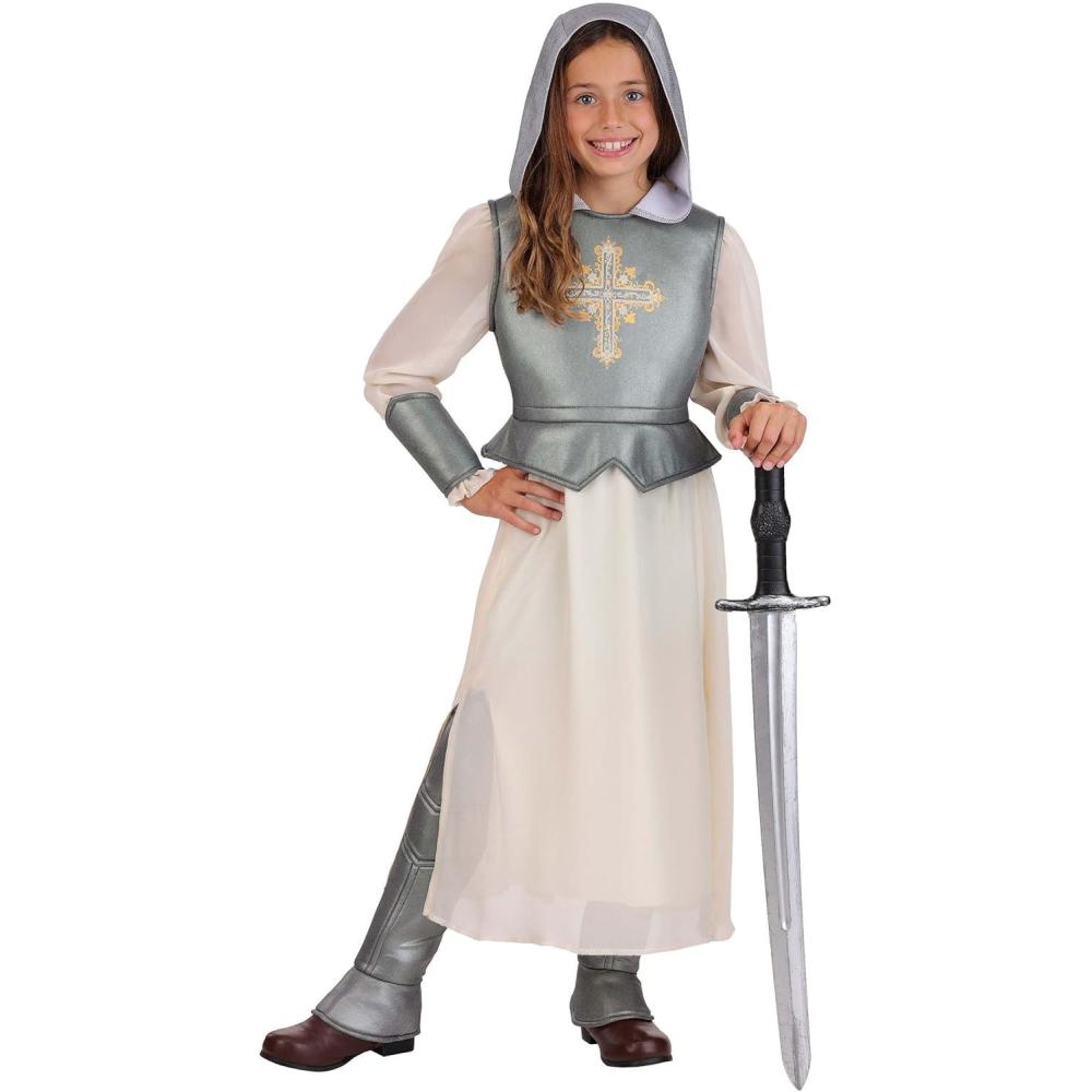 image:imageGirls Medieval Joan of Arc Costume with Dress Gauntlets and Boot Covers for Halloween Parties and Character Role Play