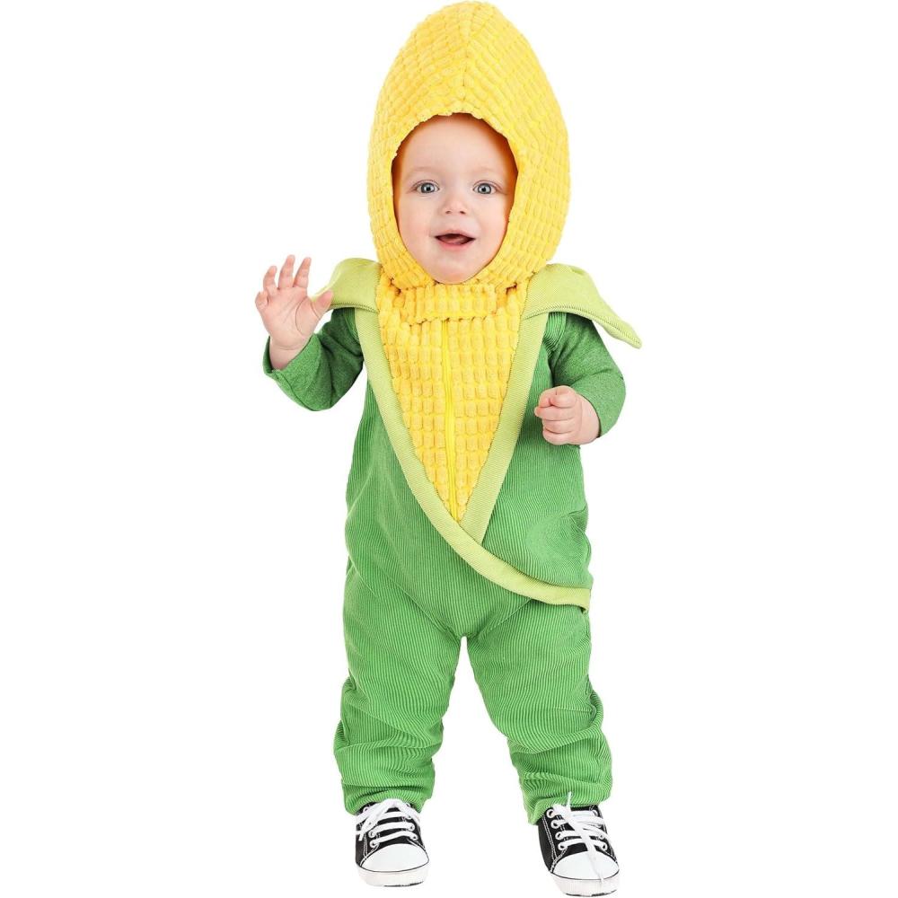image:imageInfant Corn Costume Baby Corn Cob Jumpsuit with Hood and Snaps Fall Festival Outfit for Babies