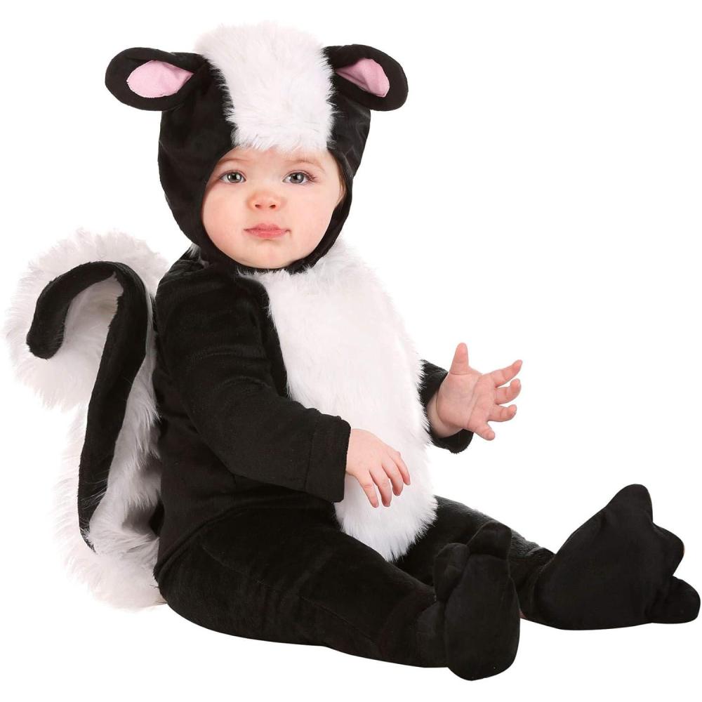 image:imageInfant Skunk Halloween Costume  Baby Animal Fleece Outfit with Jumpsuit Headpiece and Booties  Play Pretend