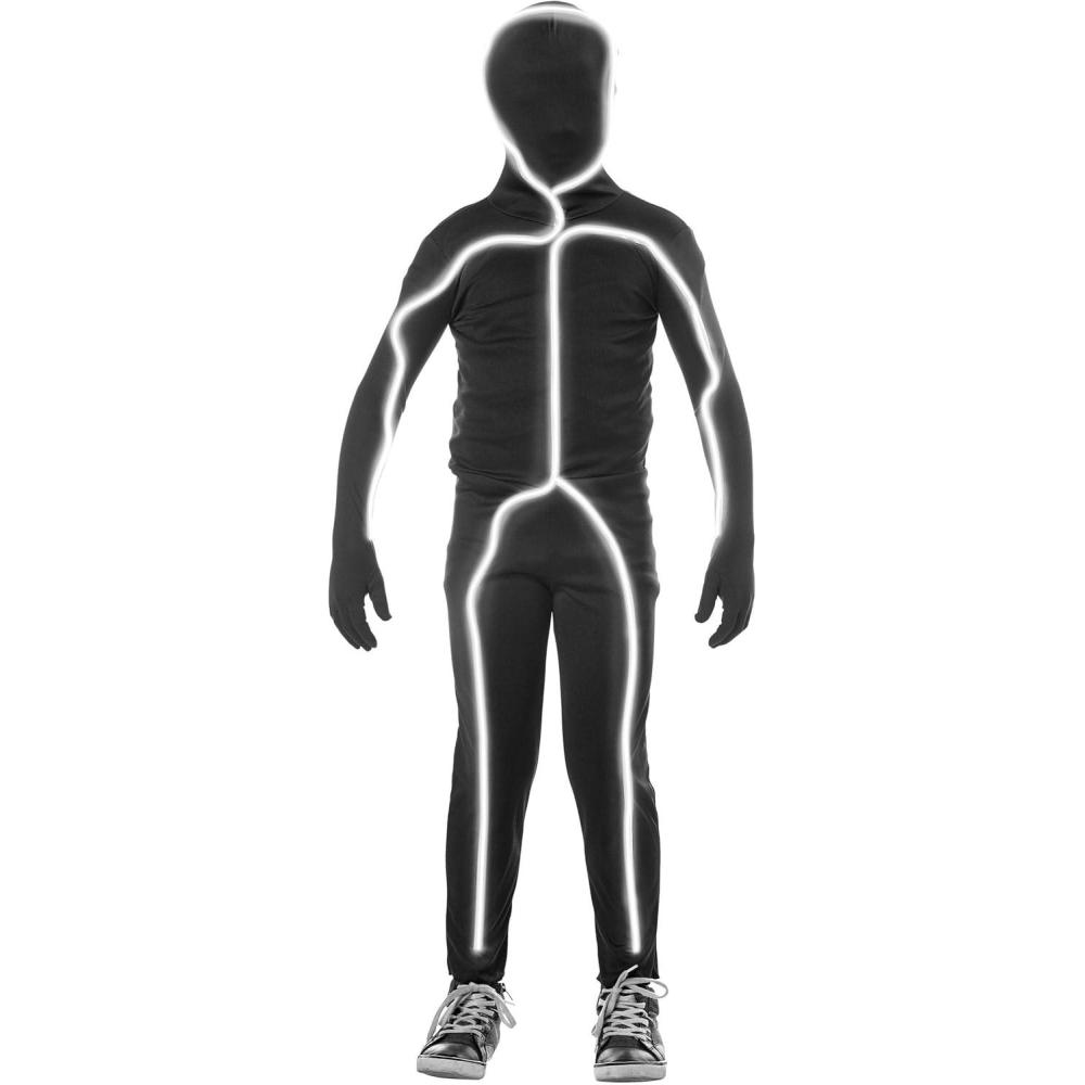 image:imageKids LightUp Stick Figure Costume with Jumpsuit and Gloves  3 Light Modes  Includes Batteries