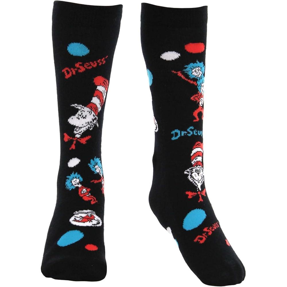 image:imageelope The Cat In The Hat Pattern Kids Socks  Knit in Graphics with Soft Acrylic BlendMulticolored