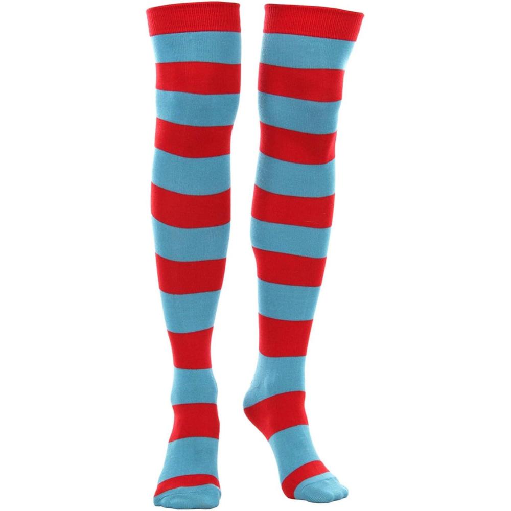 image:imageelope Thing 1 amp Thing 2 Striped Knee High Socks Acrylic Blend with Red and Blue StripesMulticolor
