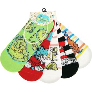 Adult Dr. Seuss 5 Pair No Show Sock Set – Knitted Graphic Socks, Officially Licensed(Multi-colored)
