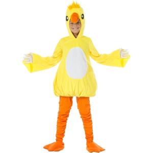 Kids Yellow Duck Halloween Costume | Adorable Hooded Duck Tunic with Pants, and Booties for Dress-Up and Playtime(Costume)