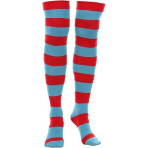 elope Thing 1 & Thing 2 Striped Knee High Socks – Acrylic Blend with Red and Blue Stripes(Multicolor)