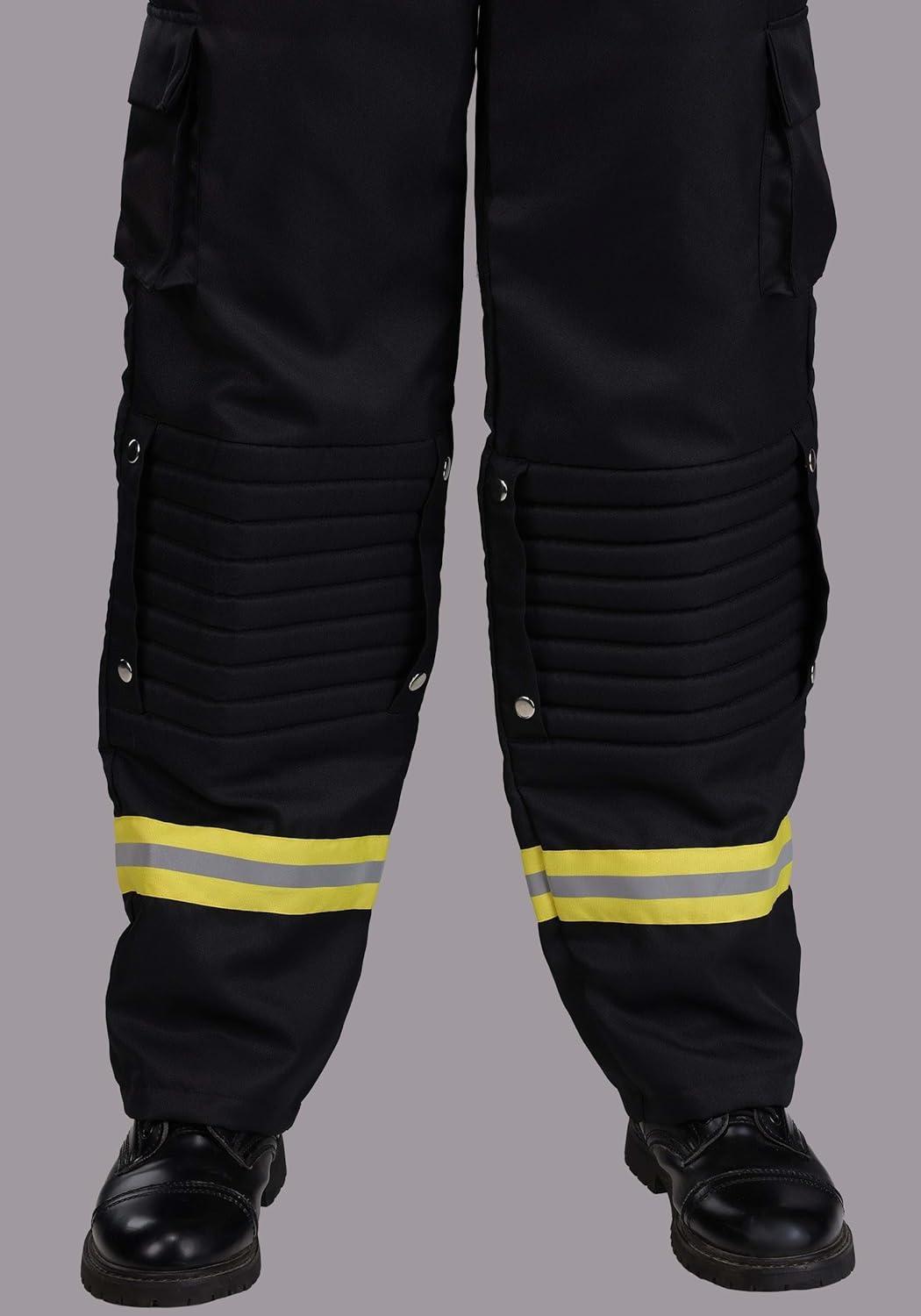 image:imageAdult Firefighter Costume with Black Suspenders Pants Shirt amp Helmet Halloween Fire Captain UniformFirefighter Costume With Black Suspenders Pants Shirt Helmet
