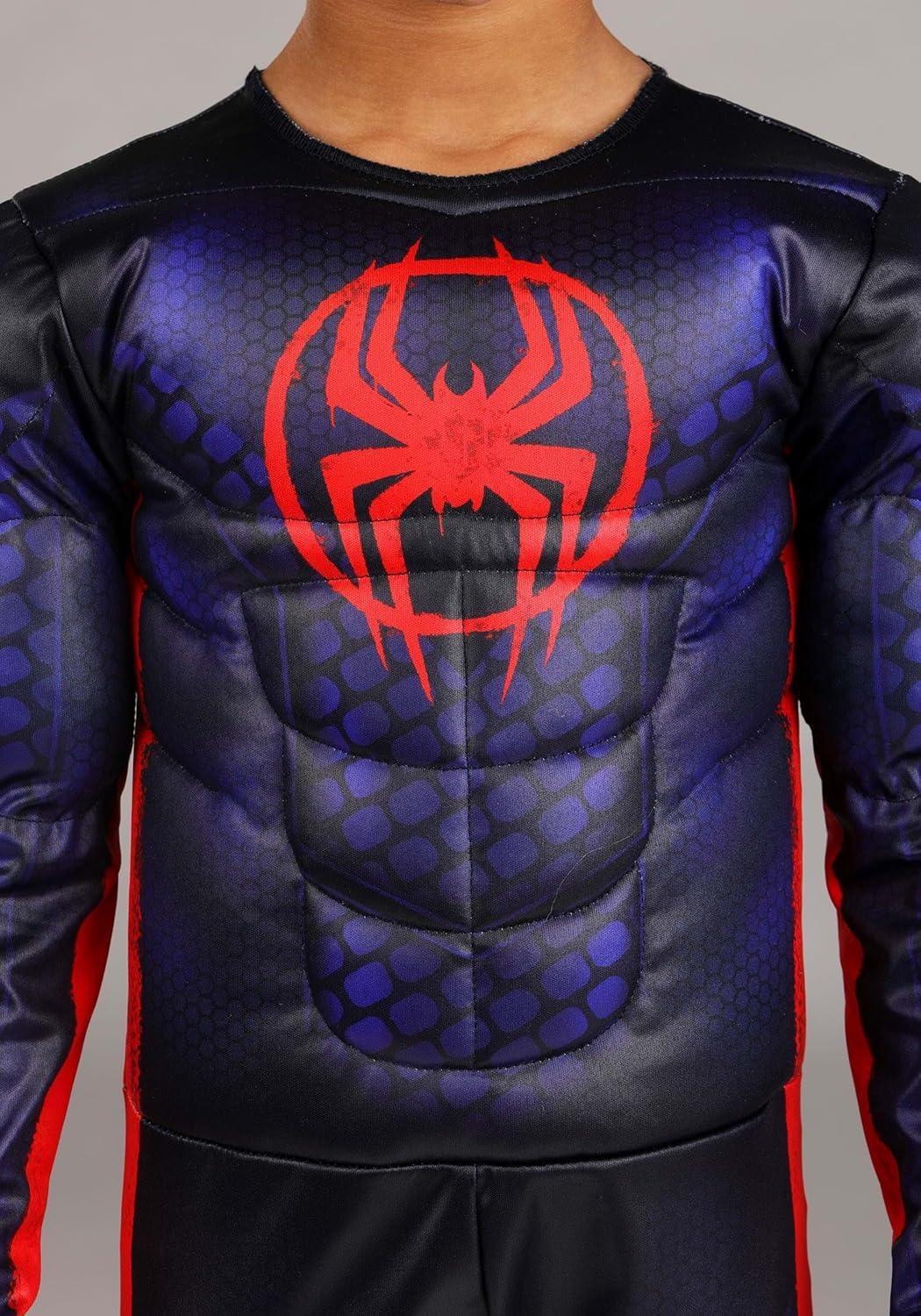 image:imageBoys Toddler Deluxe Miles Morales Costume Padded Spider Man Jumpsuit and Foam Mask for Dress Up