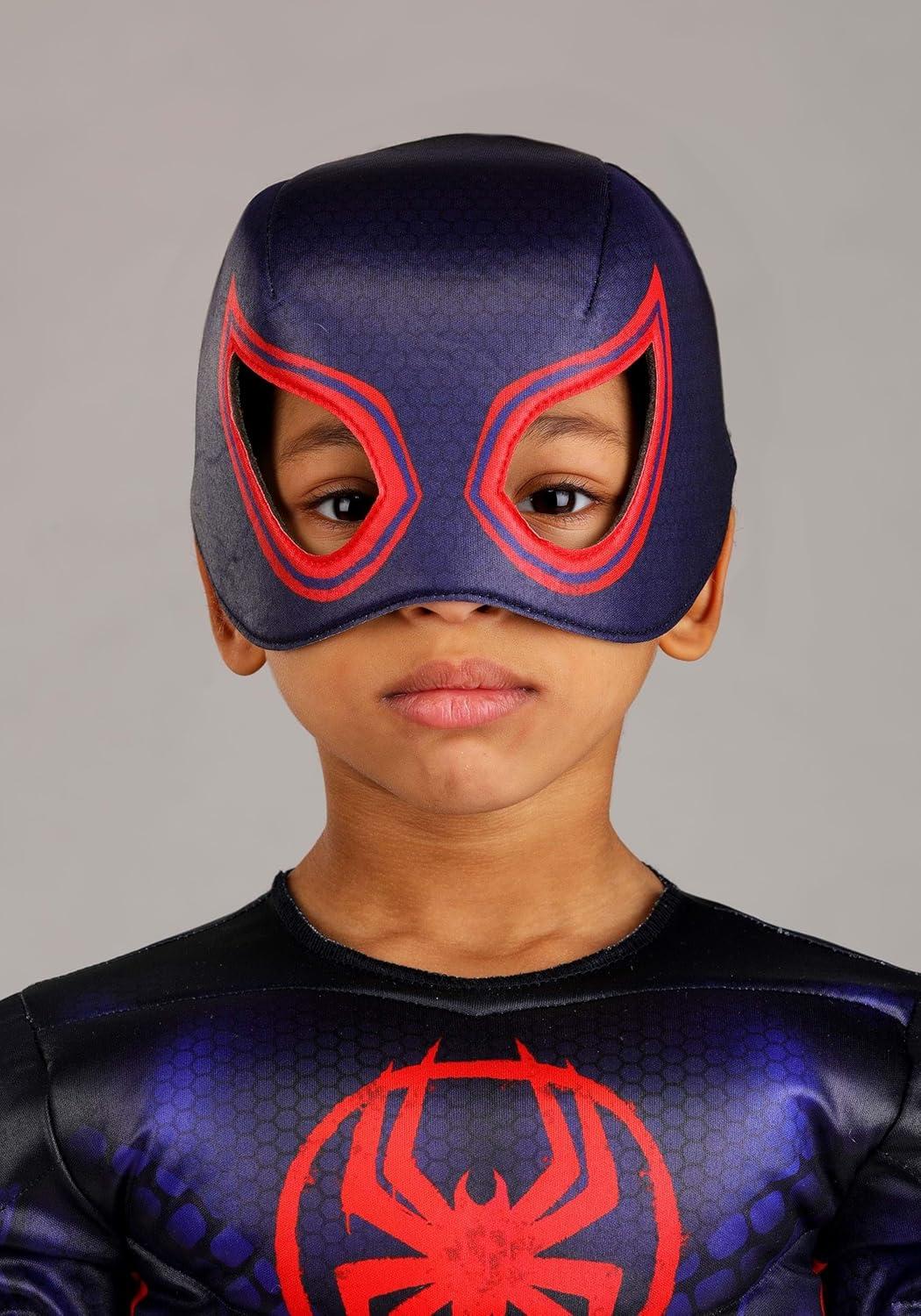 image:imageBoys Toddler Deluxe Miles Morales Costume Padded Spider Man Jumpsuit and Foam Mask for Dress Up