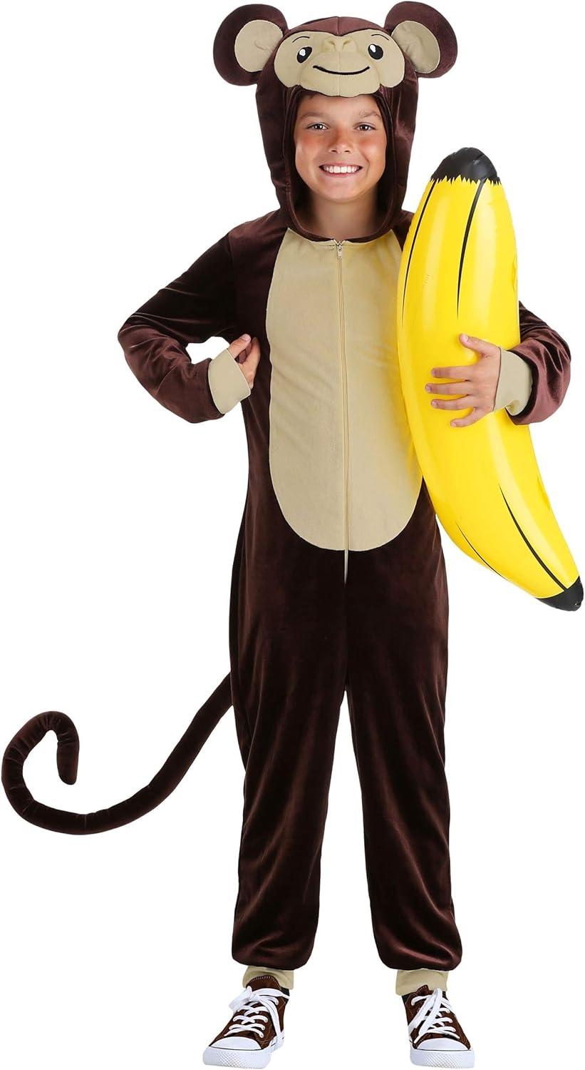 image:imageChild Monkey Halloween Costume Hooded Monkey Jumpsuit with Tail for Boys and Girls Fun Animal Outfit