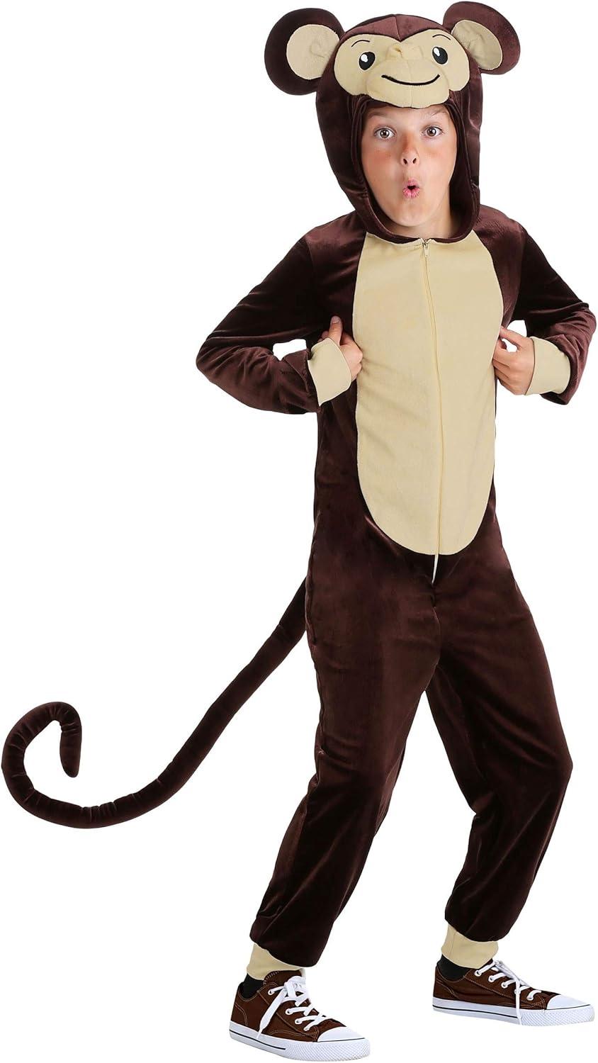 image:imageChild Monkey Halloween Costume Hooded Monkey Jumpsuit with Tail for Boys and Girls Fun Animal Outfit