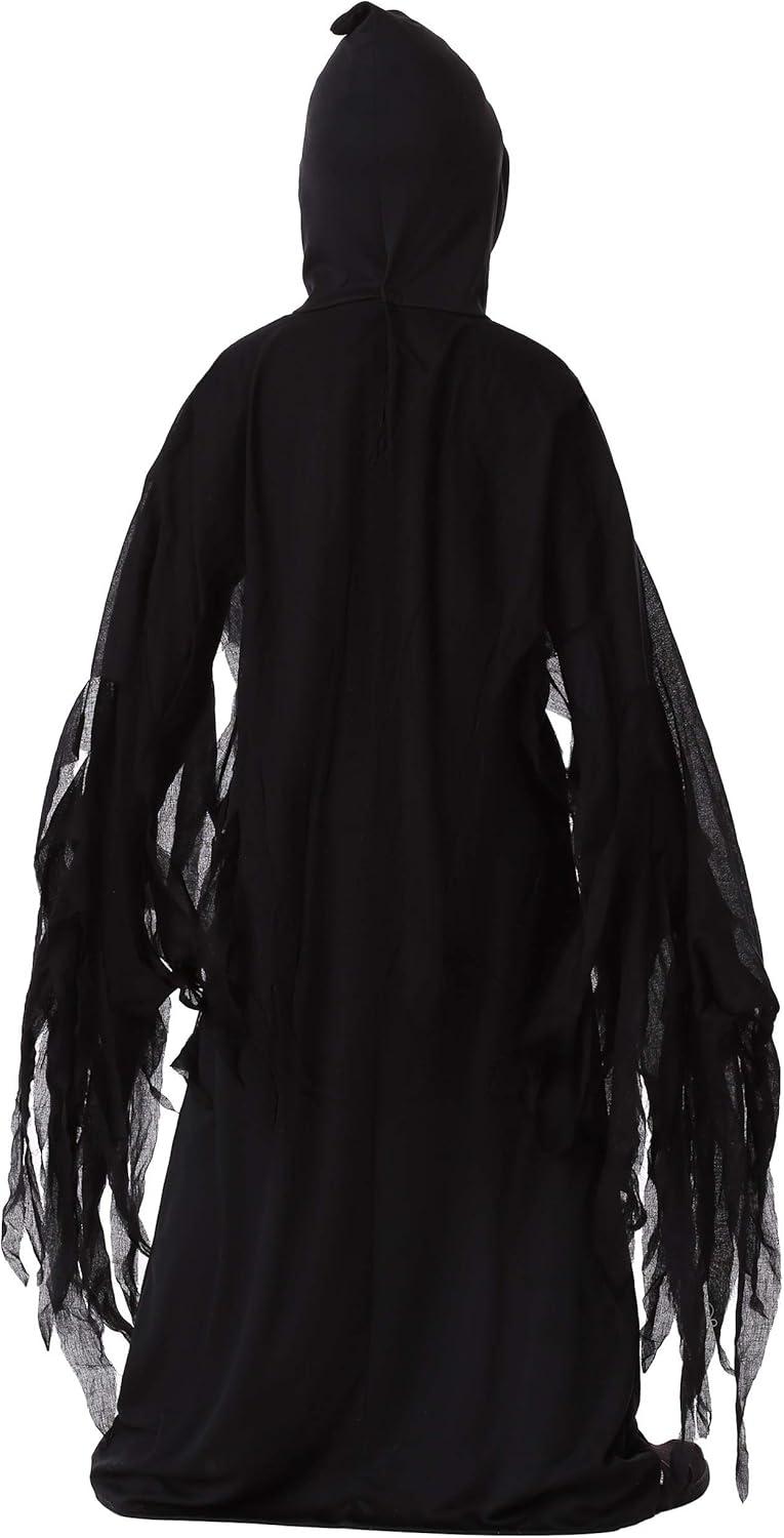 image:imageFun Costumes Kids Dark Reaper Halloween Costume Child Grim Reaper Outfit Black Robe Blackout Hood and Mesh Drape Sleeves
