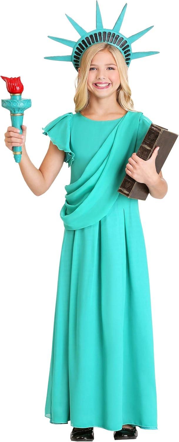 image:imageGirls Statue of Liberty Costume Let Freedom Ring as Lady Liberty Independence Day Parade Outfit Dress Crown Torch