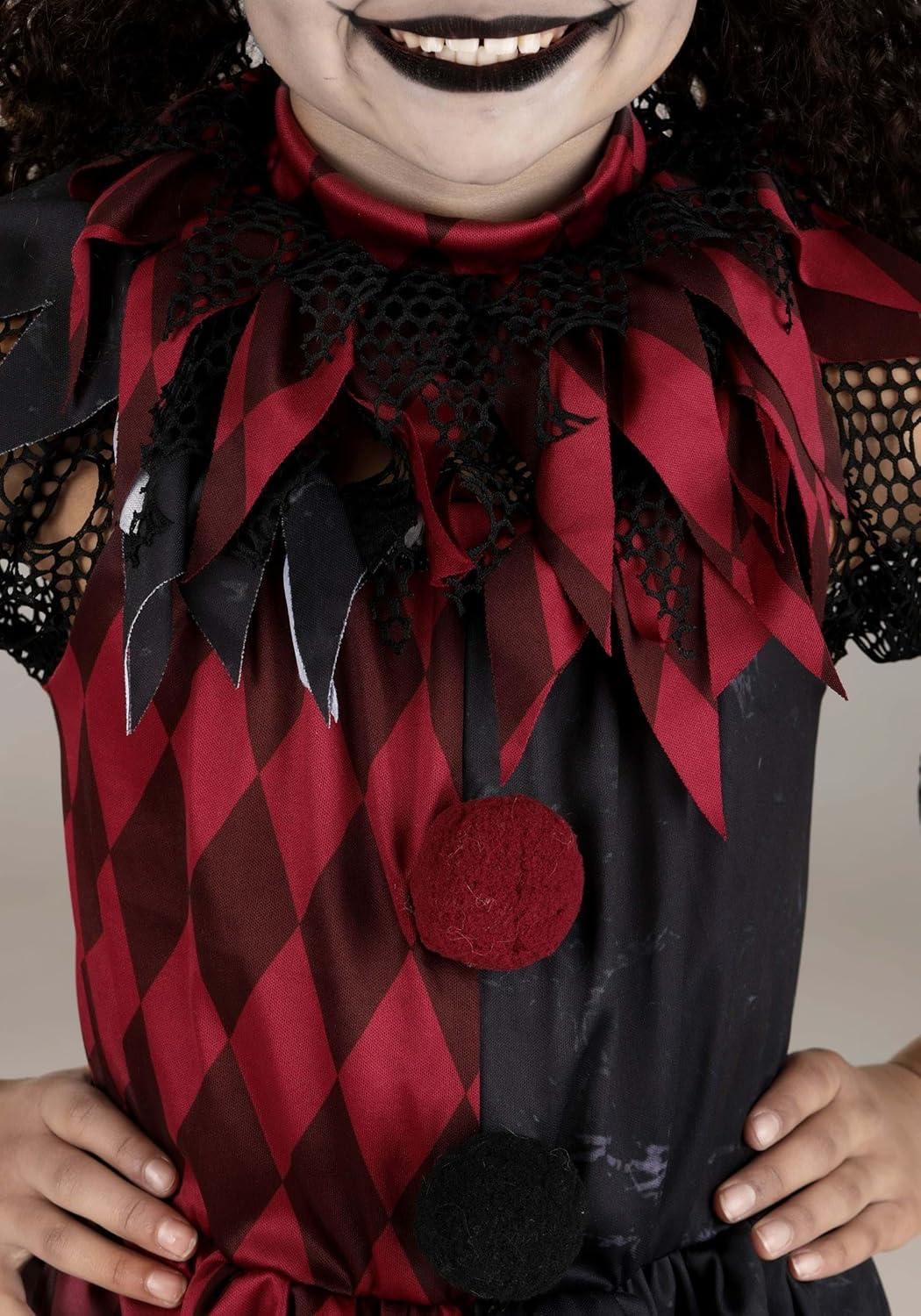 image:imageKids Jinxed Jester Clown Costume Spooky Black and Red Clown Outfit for Girls