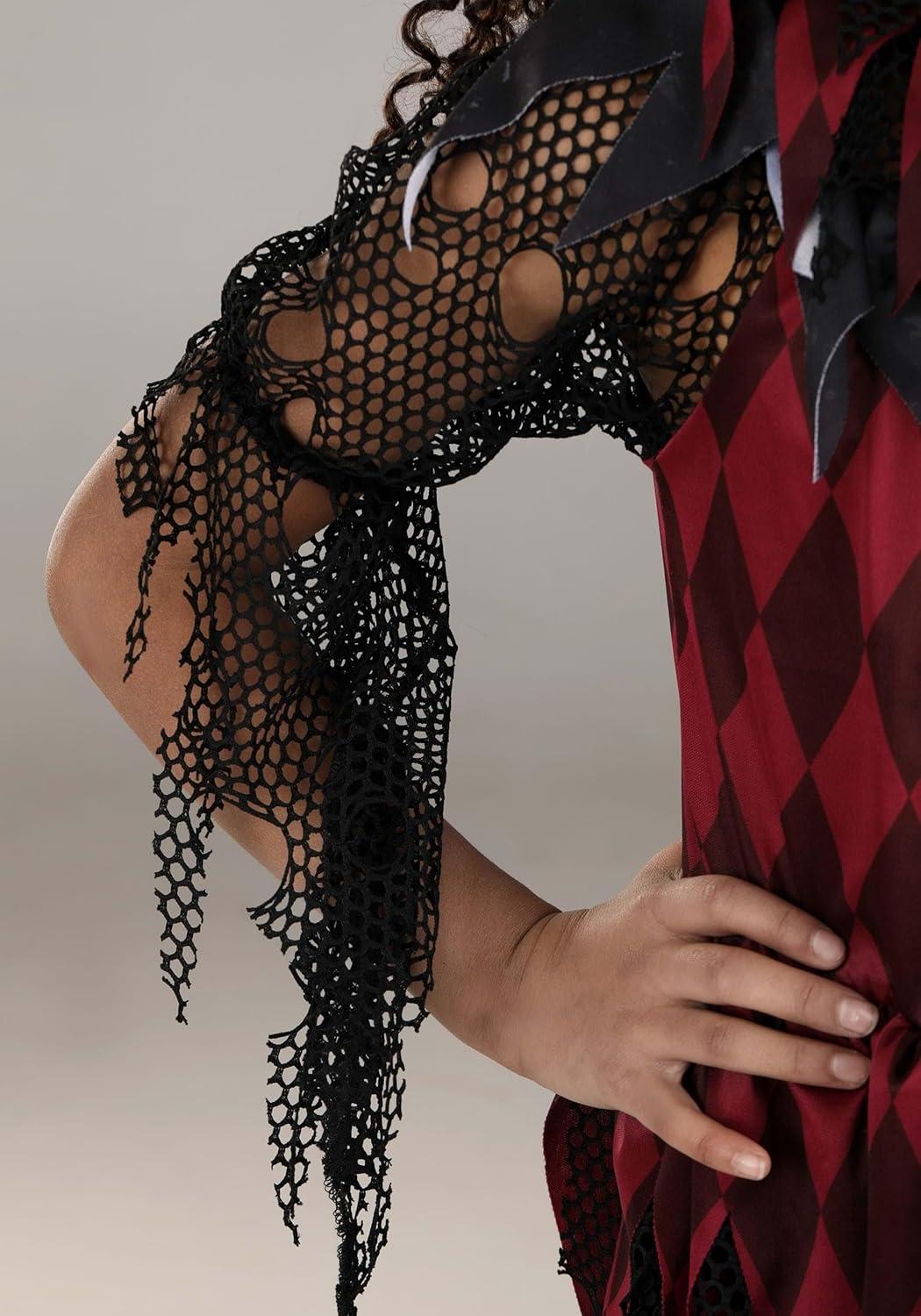 image:imageKids Jinxed Jester Clown Costume Spooky Black and Red Clown Outfit for Girls