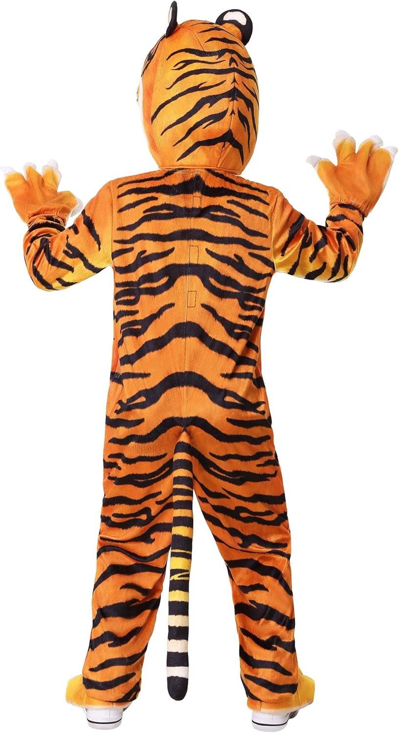 image:imageKids Realistic Jungle Tiger Costume Striped Plush Big Cat Jumpsuit for Children
