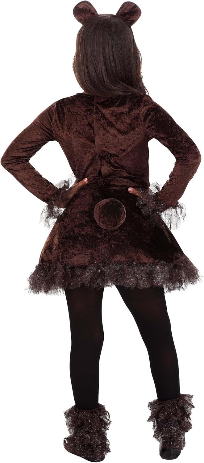 image:imagePlayful Bear Costume for Girls Velour amp Tulle Dress with Fringe amp Front Inset Panel Forest Animal DressUp Kit