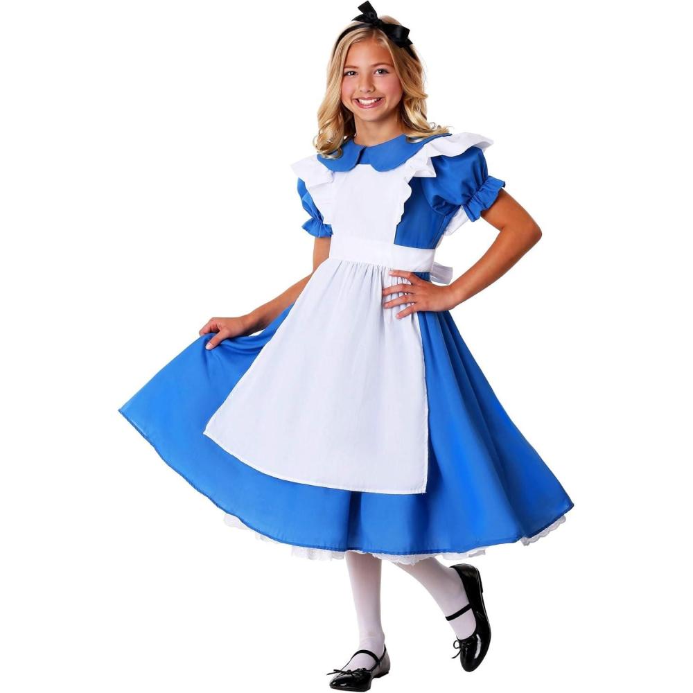 image:imageAlice in Wonderland Kids Deluxe Alice Dress Girls Pretty Blue amp White Dress Halloween CostumeCostume