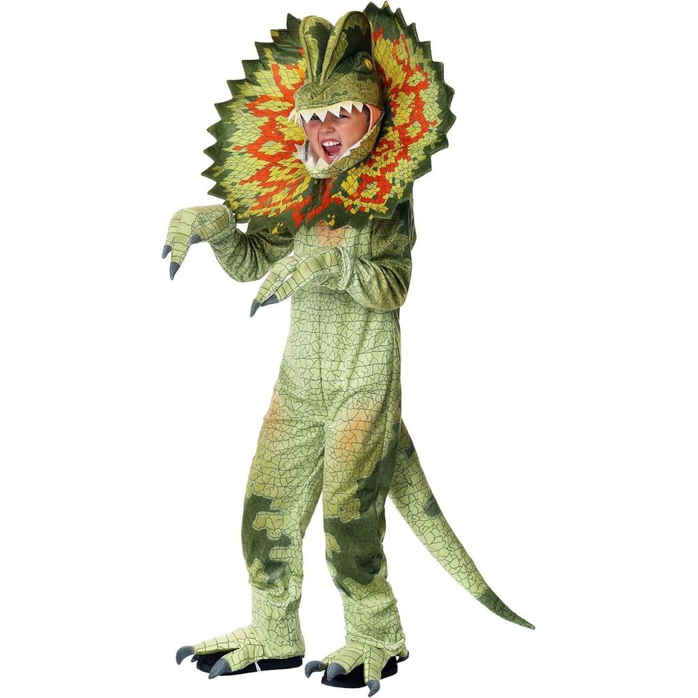 image:imageFun Costumes Realistic Dilophosaurus Costume for Kids  Dinosaur Jumpsuit for Boys  Child Jurassic Cosplay Outfit