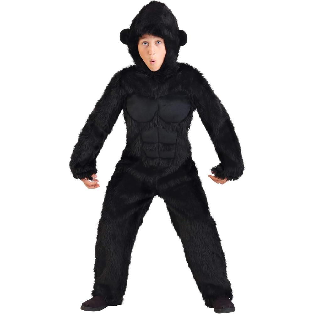 image:imageKids Deluxe Gorilla Halloween Costume  Realistic Ape Suit with Jumpsuit and Headpiece for DressUp and Themed Parties