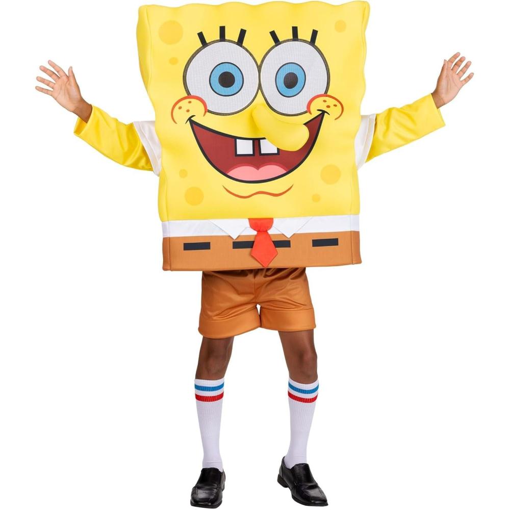 image:imageKids SpongeBob Deluxe Costume Character Outfit with 3D Nose and Printed Details Halloween