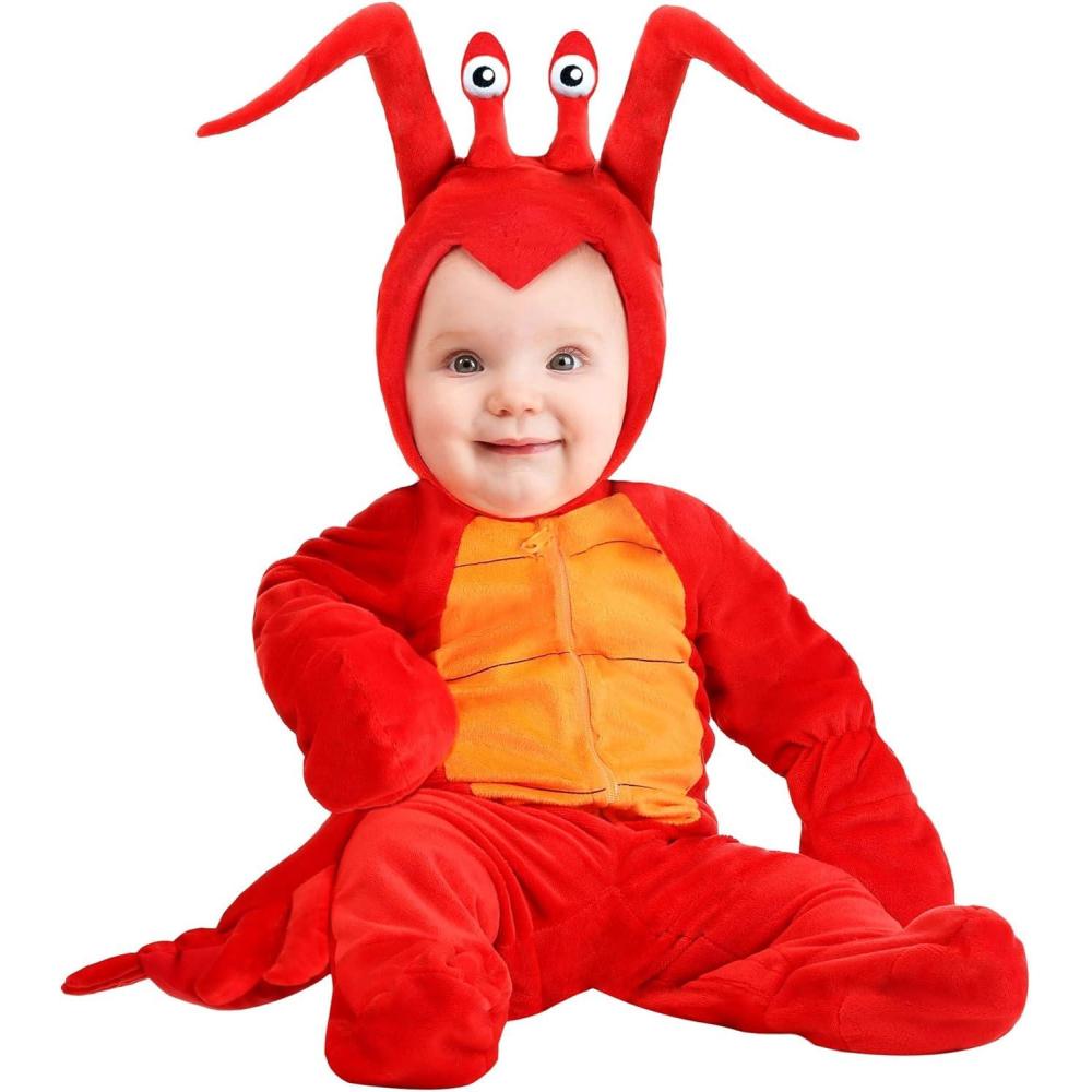 image:imageNewborn Lobster Costume Red Rock Lobster Jumpsuit for Babies Ocean Animal with Claws and Tail