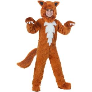 Adorable Child Fox Halloween Costume | Soft Shearling Faux Fur Jumpsuit for Play Pretend(Costume)