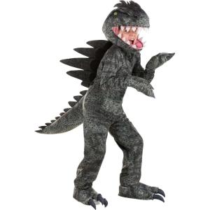 Giganotosaurus Dinosaur Costume for Kids – Jumpsuit, Headpiece, Tail, Clawed Gloves & Shoe Covers – Jurassic Halloween Outfit