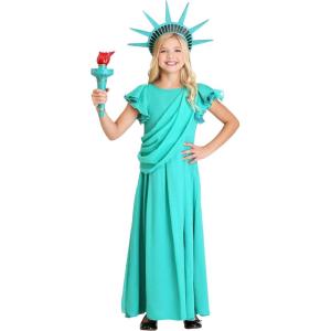 Girls Statue of Liberty Costume | Let Freedom Ring as Lady Liberty – Independence Day Parade Outfit, Dress, Crown, Torch