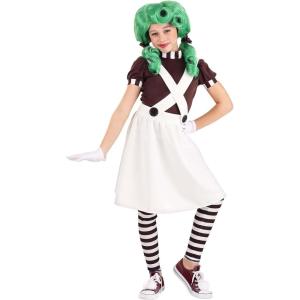 Girls Willy Wonka Oompa Loompa Costume Dress for Kids